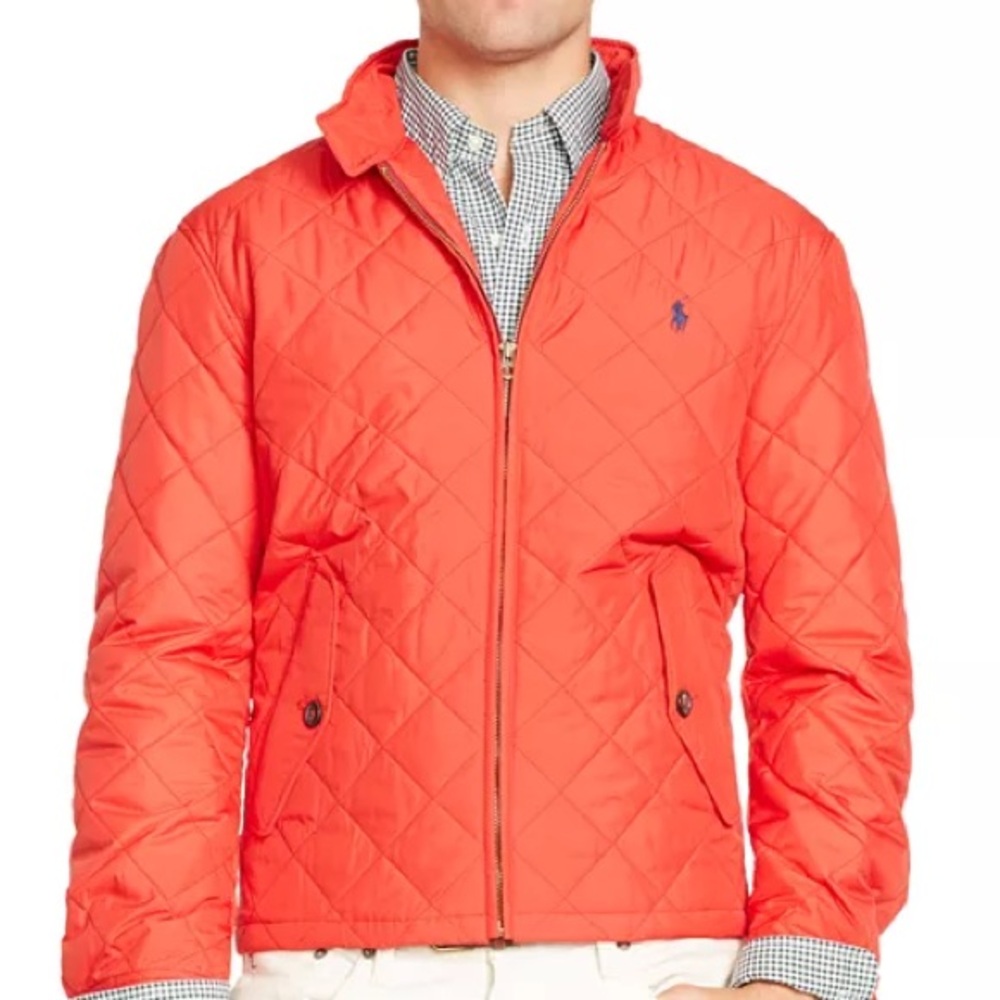 Polo Ralph Lauren Barracuda Quilted Jacket Chin Strap, Flannel Lined, Preppy Lg